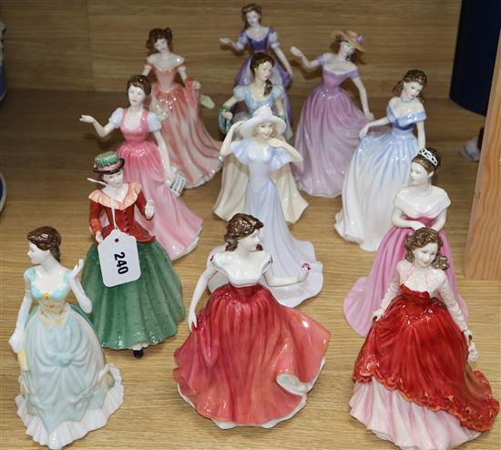 Twelve Royal Doulton and other figures of elegant ladies